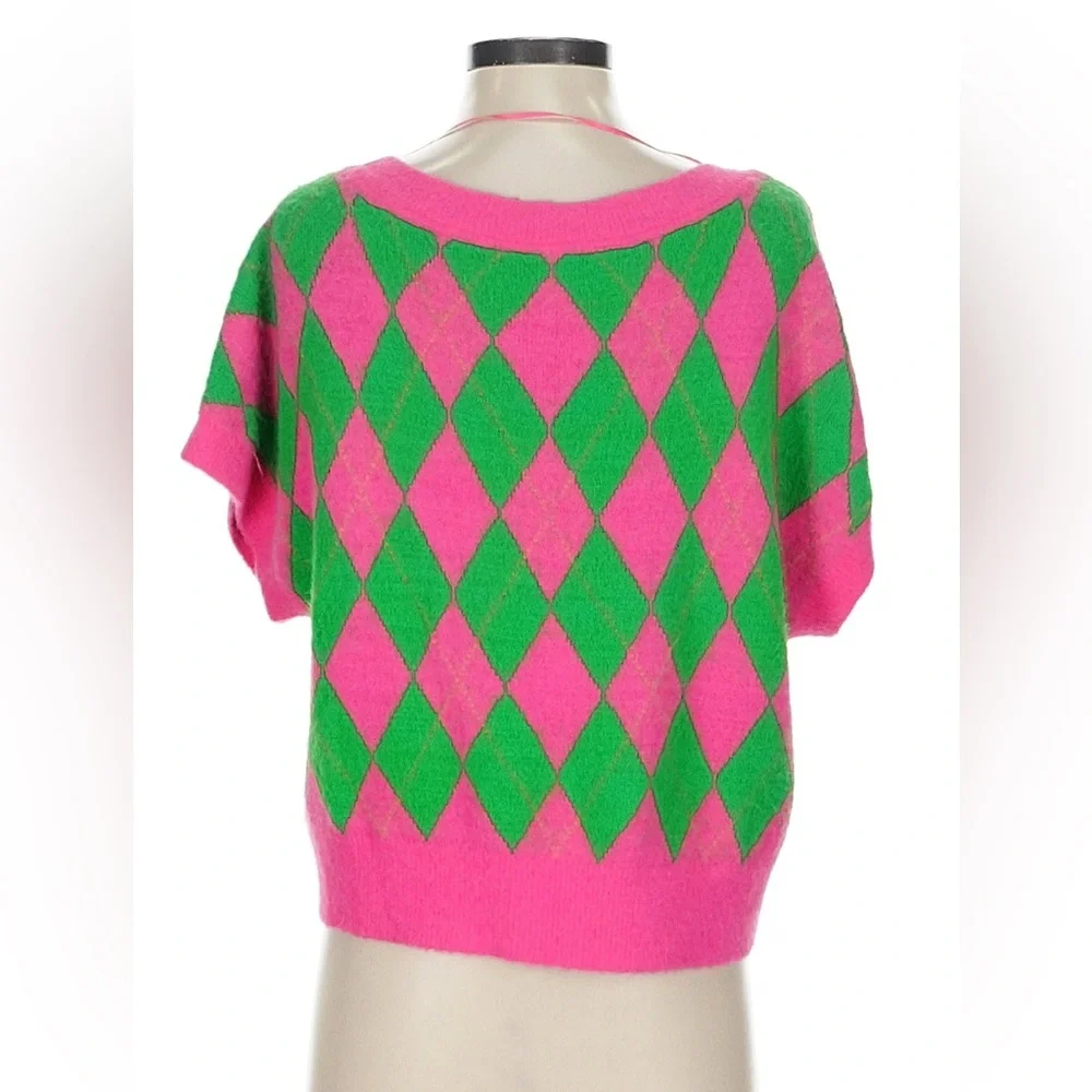 Free People Short Sleeve Argyle Sweater Vest, spring outfit, layering